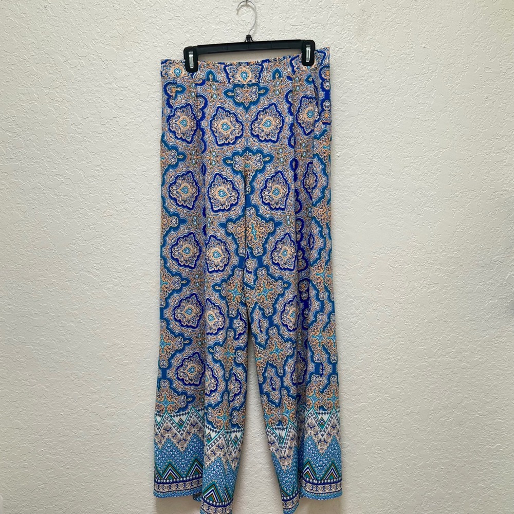 Antonio Melani Blue Paisley Medallion Wide Leg Palazzo Pants Womens Medium‎